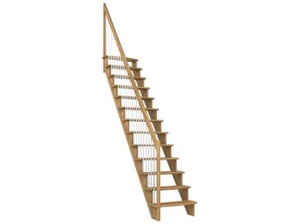 Raumspartreppe Lyon Eiche versi. gerade Metallstäbe B 65cm GH bis 286 cm