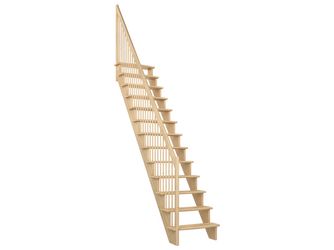 Raumspartreppe Lyon Kiefer unbeh. gerade Holzstäbe B 65cm GH bis 286 cm