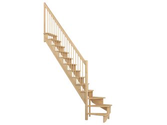 Raumspartreppe Lyon Kiefer versi. 1/4 gewendelt unten links Holzstäbe B 65cm GH bis 286 cm