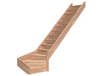 Raumspartreppe Paris mit Setzstufen Buche versi. 1/4 gewendelt unten rechts B 83,5cm GH bis 318 cm