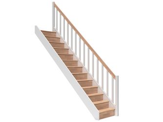 Raumspartreppe Paris mit Setzstufen Buche weiß gerade Rechteckstäbe B 83,5cm GH bis 280,5 cm