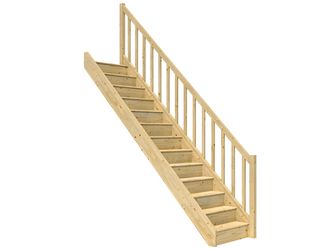 Raumspartreppe Paris mit Setzstufen Fichte unbeh. gerade Rechteckstäbe B 83,5cm GH bis 280,5 cm
