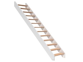 Raumspartreppe Paris ohne Setzstufen Buche weiß gerade B 83,5cm GH bis 280,5 cm