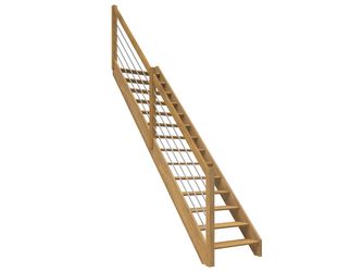 Raumspartreppe Paris ohne Setzstufen Eiche versi. gerade Edelstahlstäbe B 83,5cm GH bis 280,5 cm