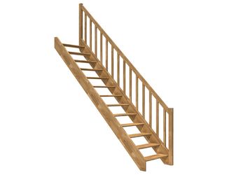 Raumspartreppe Paris ohne Setzstufen Eiche versi. gerade Rechteckstäbe B 83,5cm GH bis 280,5 cm