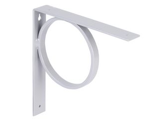 Regalträger Tom, weißaluminium glänzend kunststoffbeschichtet RAL 9006, HxTxBxS: 205x205x30mm