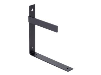 Regalträger Uma, links, matt schwarz mit Feinstruktur kunststoffbeschichtet RAL 9005, HxTxBxS: 205x205x30mm