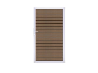 Tor Sichtschutzzaun BPC coextrudiert Teak "Solid Rhombus"