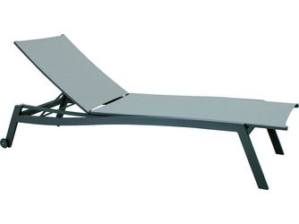 Rollenliege Allround Aluminium anthrazit mit Bezug Textilien silber stapelbar