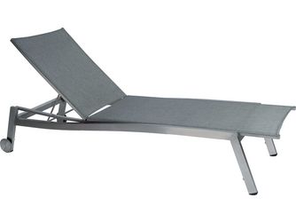 Rollenliege Allround Edelstahl mit Bezug Textilien Leinen grau stapelbar