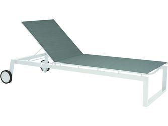 Rollenliege Robin Aluminium weiß mit Bezug Textilen silber stapelbar Rollenliege Robin Aluminium weiß mit Bezug Textilen silber stapelbar