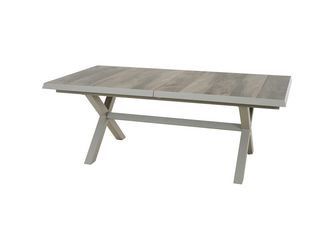 SINCRO Ausziehtisch 200/260x100cm matt seidengrau/washed grey Bouclé-Gewebe, Bez. 100% Polyester
