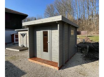 Saunablockhaus H58-2227F+40VT-2ET-FF Skand. Fichte FD, Stärke: 58mm, 220x279cm