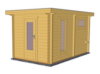 Saunablockhaus H58-2240F-2ET-EF-FF Skand. Fichte FD, Stärke: 58mm, 220x400cm