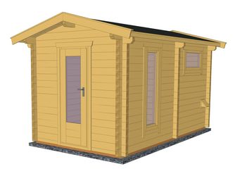 Saunablockhaus H58-2240-2ET-EF-FF Skand. Fichte SD, Stärke: 58mm, 220x400cm