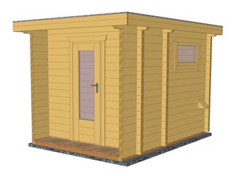 Saunablockhaus H70-2227F+40VT-2ET-FF Skand. Fichte FD, Stärke: 70mm, 220x279cm