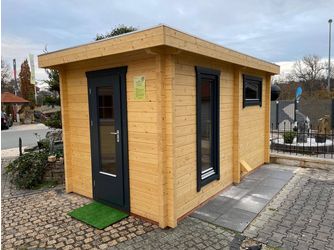 Saunablockhaus H70-2240F-2ET-EF-FF Skand. Fichte FD, Stärke: 70mm, 220x400cm