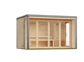 Saunahaus Ares 4 naturbelassen/graualuminium 2760x3645x2315mm