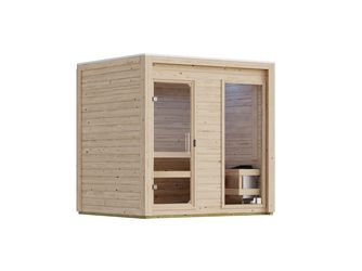 Saunahaus Hycore 2 SET naturbelassen mit Ofen 9kW Bio ext. Strg. 2015x2315x2320mm