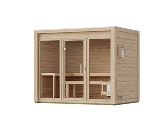 Saunahaus Hycore 3 SET naturbelassen mit Ofen 9kW Bio ext. Strg. 2015x2765x2320mm