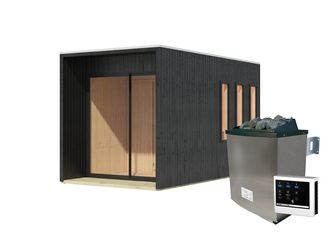 Saunahaus Miramar SET schwarz mit Ofen 9kW extr. Strg. 4290x2195x2440mm Saunahaus Miramar SET schwarz mit Ofen 9kW extr. Strg. 4290x2195x2440mm