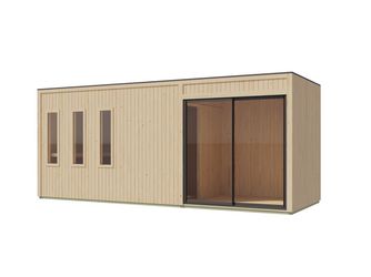 Saunahaus Monterey SET naturbelassen mit Ofen 11kW ext. Strg. 2163x5735x2440mm