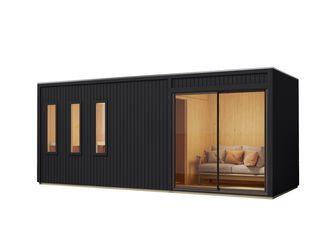 Saunahaus Monterey SET schwarz mit Ofen 11kW Bio ext. Strg. 2163x5735x2440mm