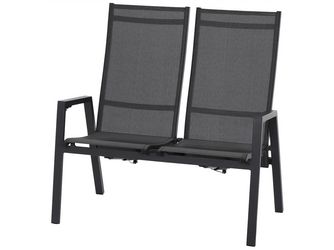 Savona 2er Bank, m-anth Alu, Textil, silber-sw