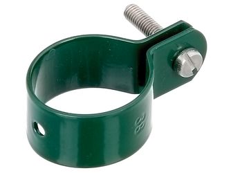 Schelle, Befest.v.Streben an Pfosten, verzinkt, grün Kst.b., Ø38mm, Breite22mm Schelle, Befest.v.Streben an Pfosten, verzinkt, grün Kst.b., Ø38mm, Breite22mm