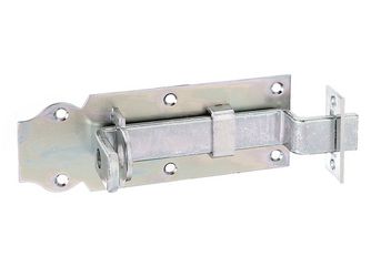 Schlossriegel, m.flachem Griff, gekröpft, m.Schließblech, disp., Platte LxB140x52mm Schlossriegel, m.flachem Griff, gekröpft, m.Schließblech, disp., Platte LxB140x52mm