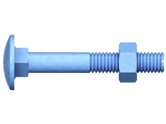 Schlossschraube DIN 603 Mutter M 6x45 Stahl blau verzinkt passiviert