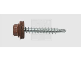 Sechskantbohrschrauben mit Dichtscheibe kupferbraun RAL 8004 4,8x25 Stahl verzinkt (100 Stück) - 211 48 251 20