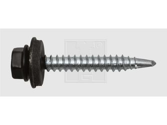 Sechskantbohrschrauben mit Dichtscheibe schwarz RAL 9011 4,8x25 Stahl verzinkt (100 Stück) - 211 48 253 20