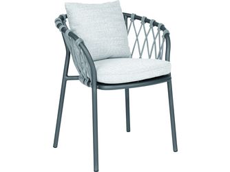 Sessel Klea Aluminium anthrazit matt Kordel Stone Kissenset 100% Polyacryl perlgrau