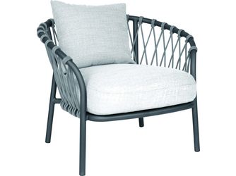 Sessel Klea Lounge Aluminium anthrazit matt Kordel Stone Kissenset 100% Polyacryl perlgrau