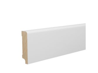 Sockelleiste 16x60mm 2,4m o.Fräsung weiß stark foliert RAL9016 Nässeschutz PEFC 70%-zertifiziert