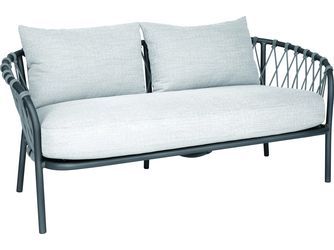 Sofa Klea Lounge Aluminium anthrazit matt Kordel Stone Kissenset 100% Polyacryl perlgrau