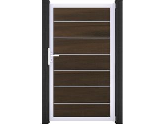 Tor Sichtschutzzaun BPC coextrudiert Walnuss "Solid Grande Premium"