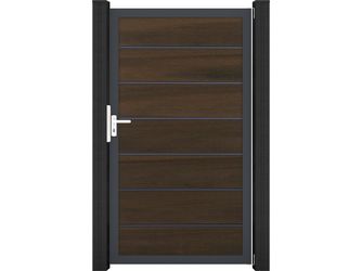 Tor Sichtschutzzaun BPC coextrudiert Walnuss "Solid Grande Premium"