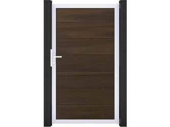 Tor Sichtschutzzaun BPC coextrudiert Walnuss "Solid Grande"