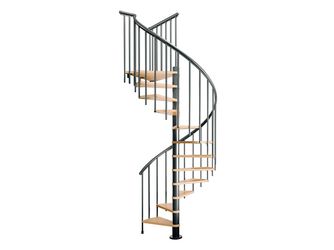 Spindeltreppe Montreal, Ø120cm anthrazit Stufen Multiplexholz , Geschosshöhe 252-282, Einzelstab