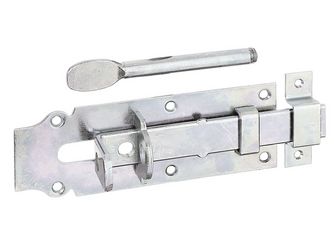 Stalltür-Schlossriegel, m.flachem Griff, m.Schlaufe, disp., Platte LxB 180x64mm Stalltür-Schlossriegel, m.flachem Griff, m.Schlaufe, disp., Platte LxB 180x64mm