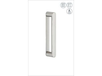 Stangengriff halbrund Paar zum Kleben Länge 225mm, Edelstahl matt