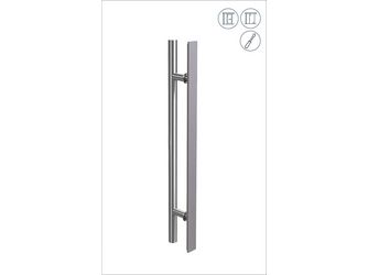 Stangengriff rund Flachgriff rückseitig, Paar zum Kleben, Länge 220mm, Edelstahl matt