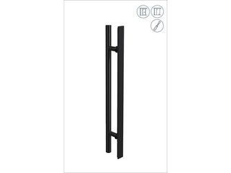 Stangengriff rund Flachgriff rückseitig, Paar zum Kleben, Länge 220mm, Samtschwarz