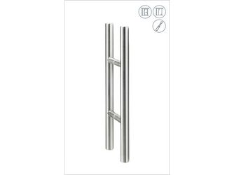 Stangengriff rund Paar zum Kleben Länge 225mm, Edelstahl matt