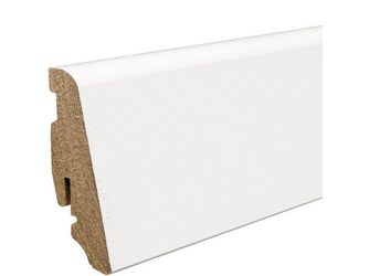 Stecksockelleiste 19x58mm 2,2m MDF weiß foliert struktur. RAL9016