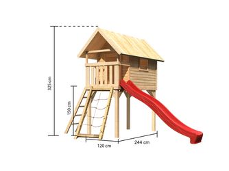 Stelzenhaus Gernegroß SET mit Netzrampe und Rutsche rot