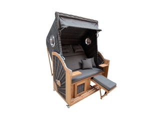 Strandkorb Cliff XL Bullauge PE stone grey Design 514, 130x160x80cm