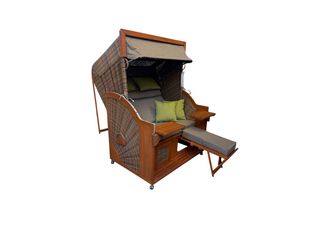 Strandkorb Comfort XL PE griseum Design 490, 135x165x92cm